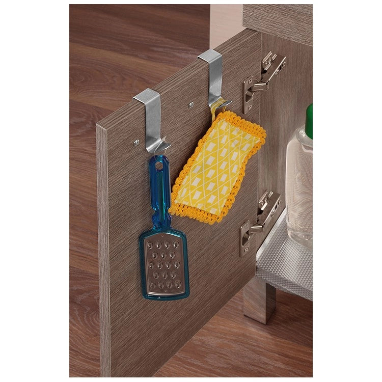 Set 2 appendini da bagno in acciaio satinato Ganci porta oggetti Feridras Linea Smart