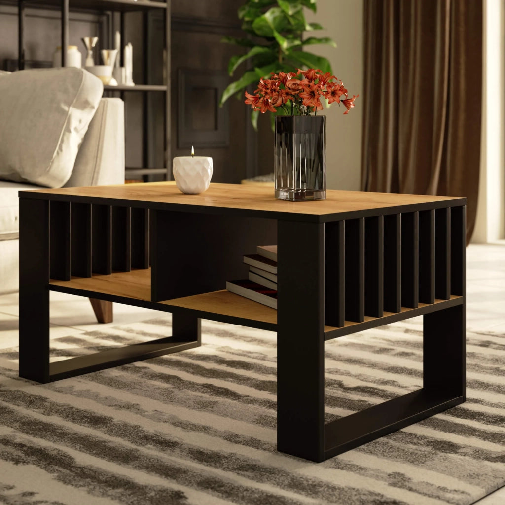 Tavolino da caffè AKORD ROCKFORD Quercia Craft 92 cm gambe Nere 92x53x45 cm