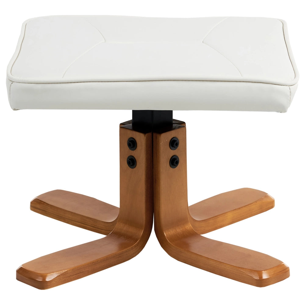 Poltrona reclinabile bianco sporco con poggiapiedi Struttura in legno imbottita in ecopelle Girevole regolabile Riscaldamento Funzione massaggio Design retrò