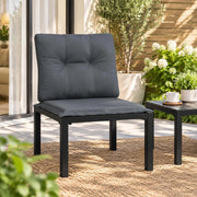 Garden Chair With Cushion, Black And Grey Poly Rattan