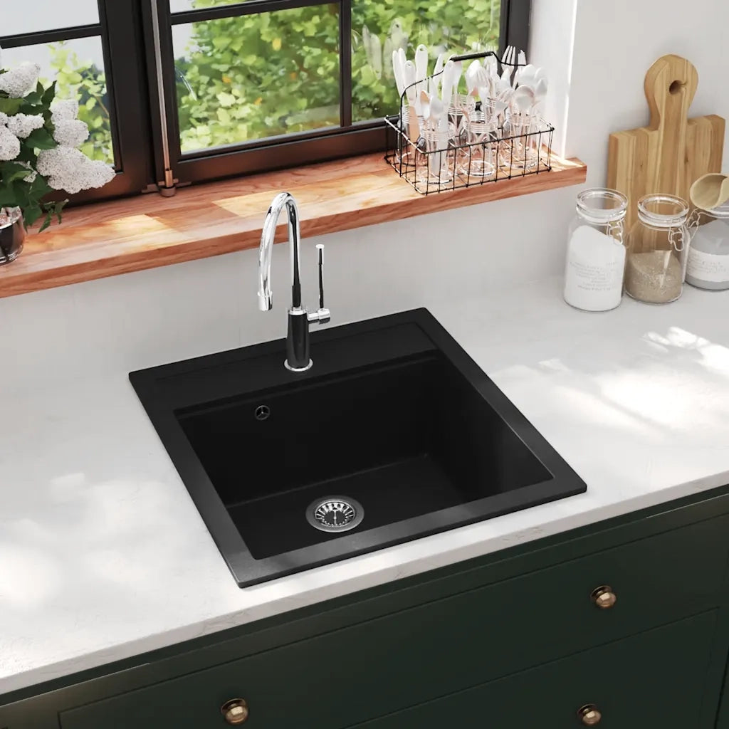 Lavello da Cucina in Granito Vasca Singola Nero CFW9227821