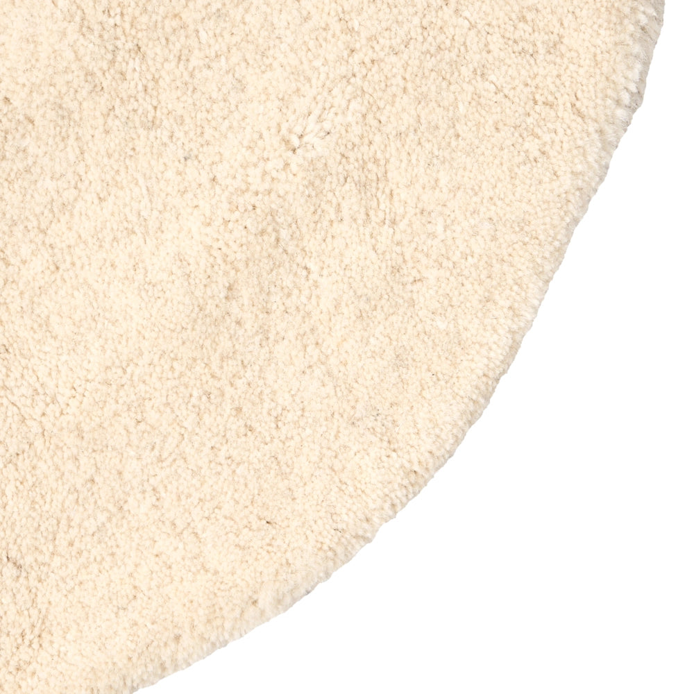 Tappeto rotondo in lana beige 140 cm tuftato a mano con motivo floreale