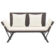 Panca da giardino mobili da esterno per patio mobili da terrazza con cuscini 176 cm resina intrecciata marrone 02_0011593