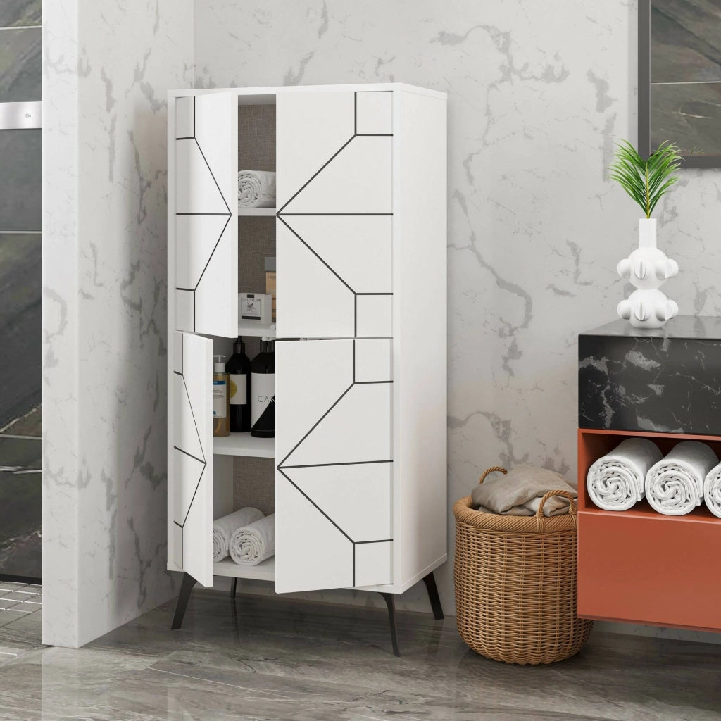 Bussola, Armadio Multiuso Grande Appendiabiti, 63x136h cm Bianco