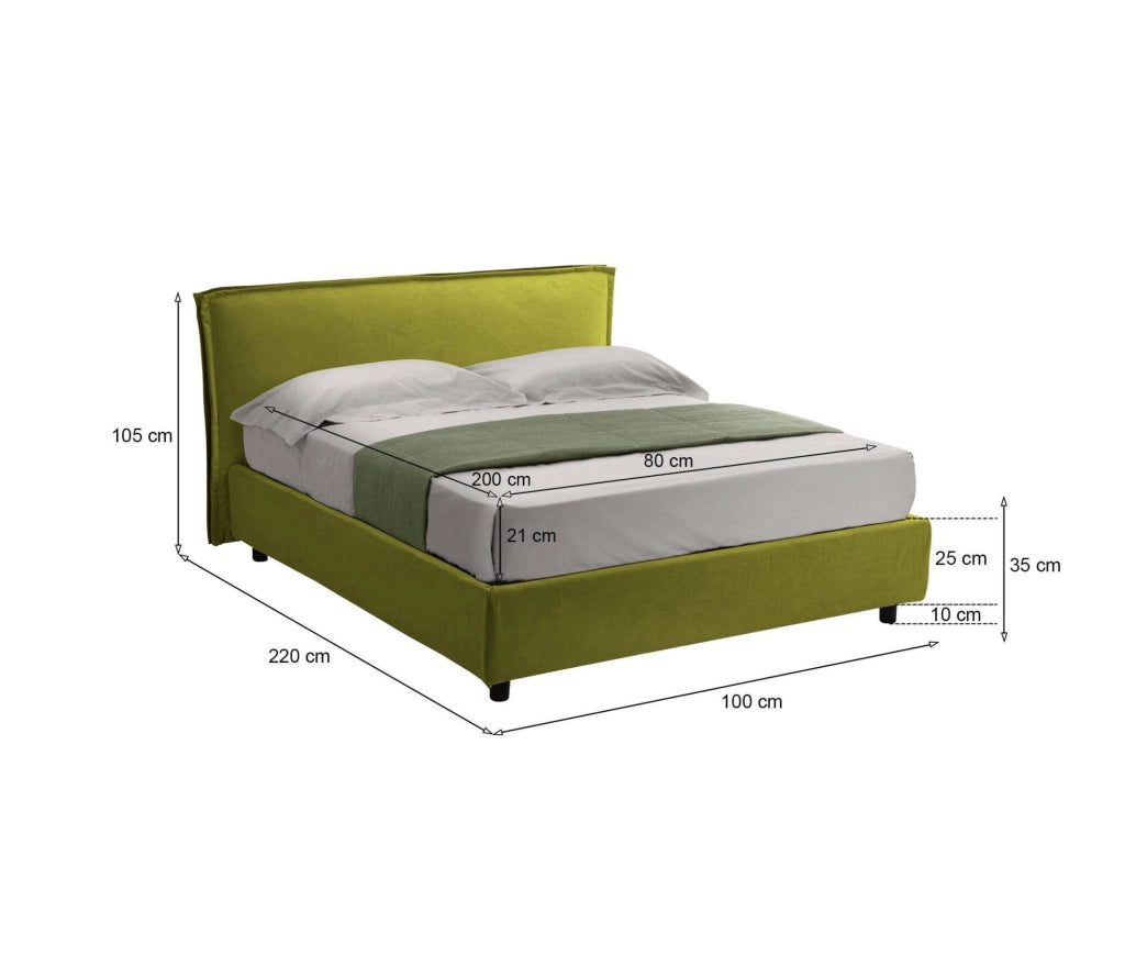 Atrelmo, Letto Singolo Materasso Incluso Made in Italy, Verde