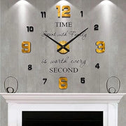 Orologio da Parete 3D - Premium - Moderno - Con Citazione - Grande - Nero e Oro - Numeri (Piccolo e Grande)