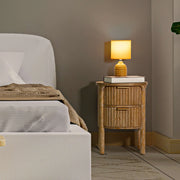 Falile, Comodino 2 Cassetti, 38x35x52h cm Marrone Ciliegio