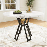 Tavolo da pranzo rotondo 100x100x76 cm in MDF effetto marmo, nero, per 4 persone