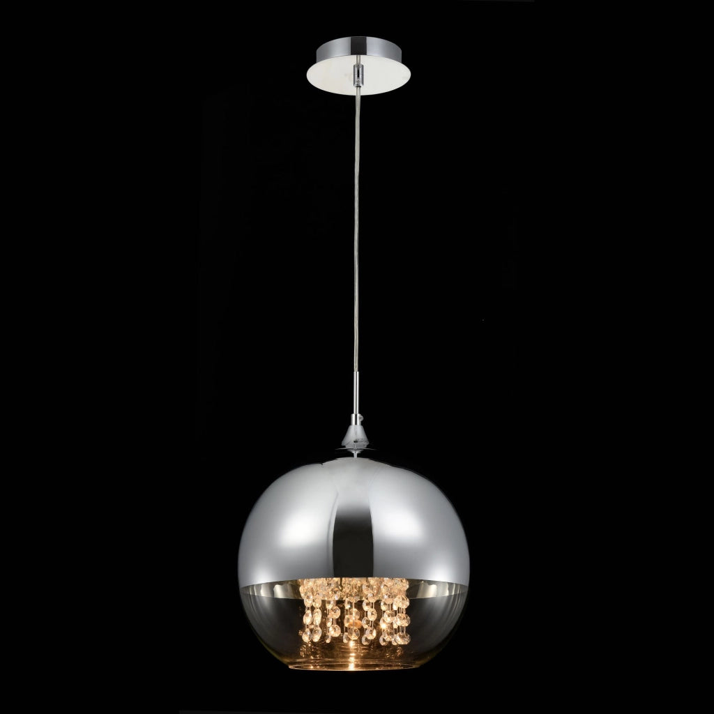Maytoni Lampadario contemporaneo Fermi 1 luce E27 nichel metallo diffusore vetro trasparente