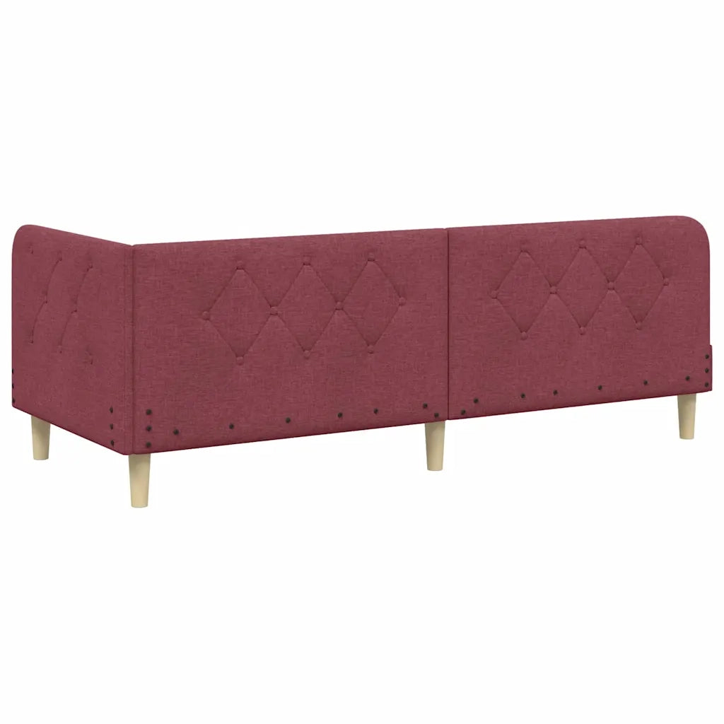 Cornice del letto ad angolo Rosso Vino 80 x 200 cm Tessuto