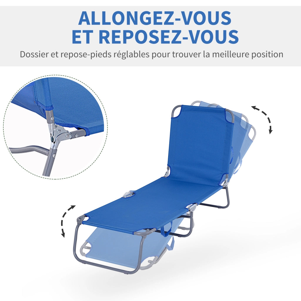 Sdraio Pieghevole Regolabile ¨C Zephmum ¨C Polyester e Metallo Blu