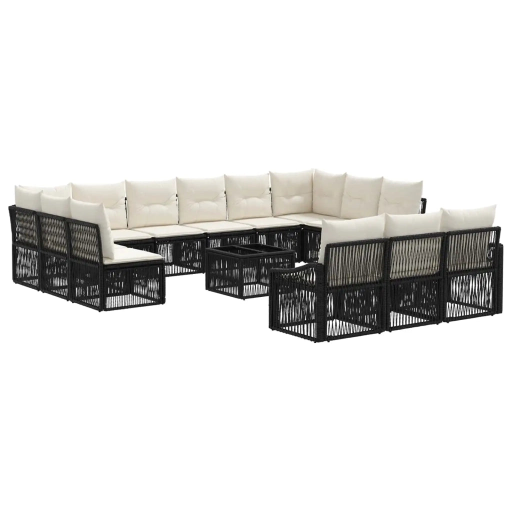 Set Divano da Giardino 14 pcs Nero polyrattan 3436159