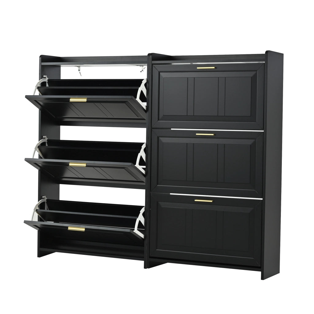 Scarpiera con 6 Ripiani ¨C Xylo ¨C Nero, MDF e Truciolato, 70x24x120 cm