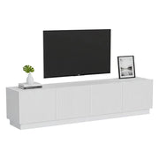 Mobile porta TV Macherio, Madia da salotto con quattro ante battenti, Design minimal e moderno, 200x40 h48 cm, Bianco