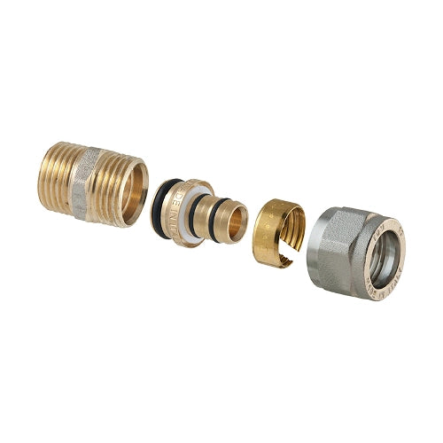 RACCORDO DIRITTO MASCHIO A COMPRESSIONE P/MULTISTRATO 2PZ ASSEMBLATO- 1/2 x 3/4 - 20 (2,00)- TDMB- pezzi 1
