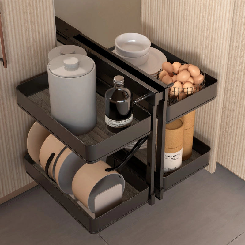 Carrello estraibile con cestelli e accessori Harmony con chiusura soft, Modulo larghezza 400mm altezza 700mm, Acciaio