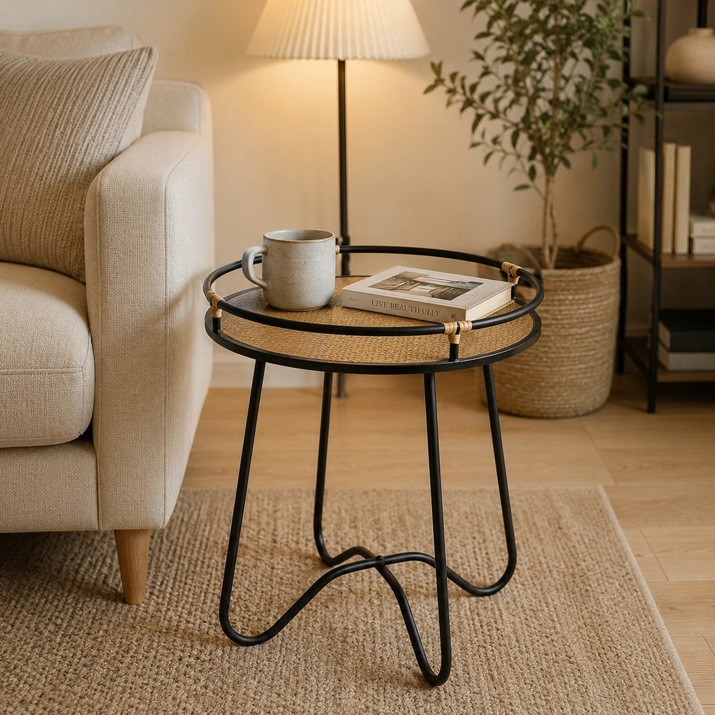 Tavolino in metallo nero 45x45x50h