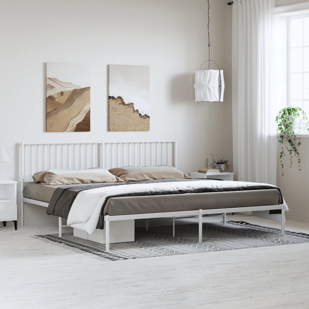 Giroletto con Testiera Metallo Bianco 193x203 cm 350937
