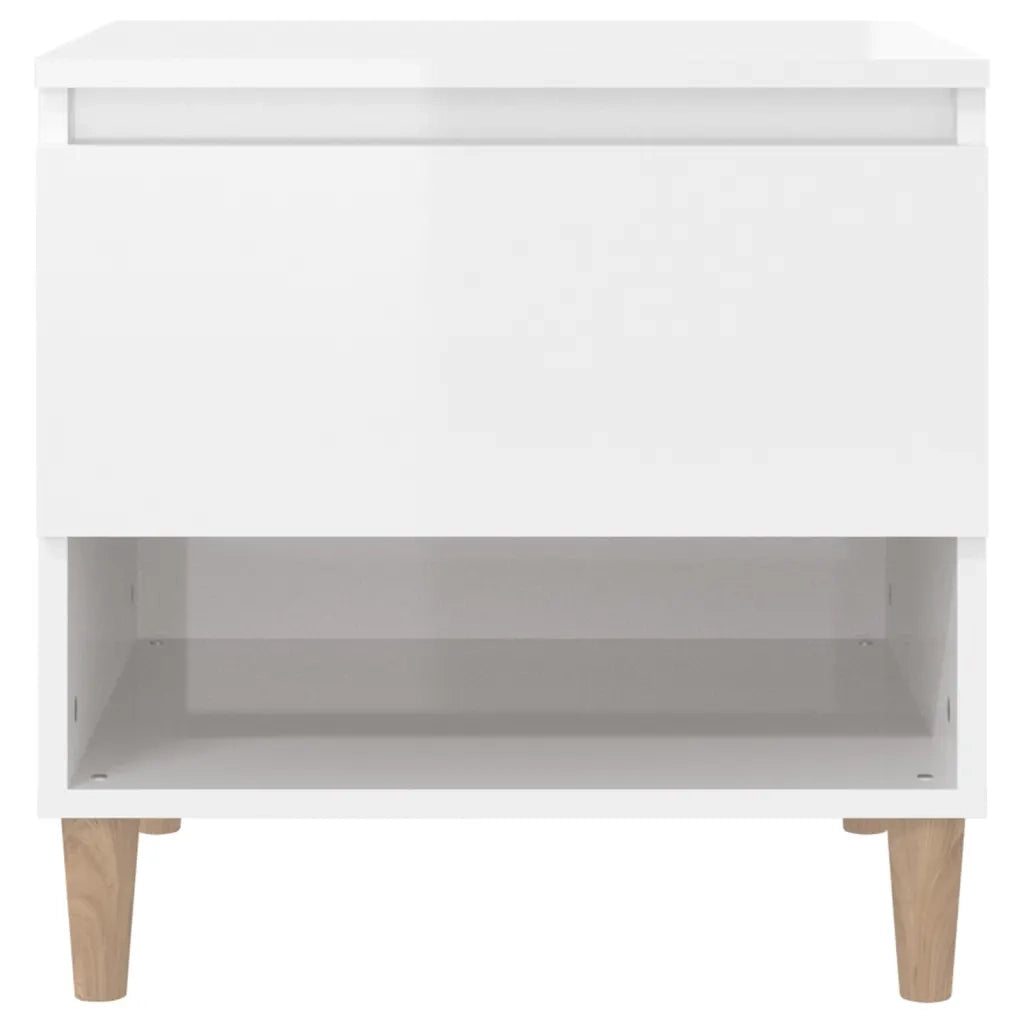 Comodino Bianco Lucido 50x46x50 cm in Legno Multistrato cod mxl 30022