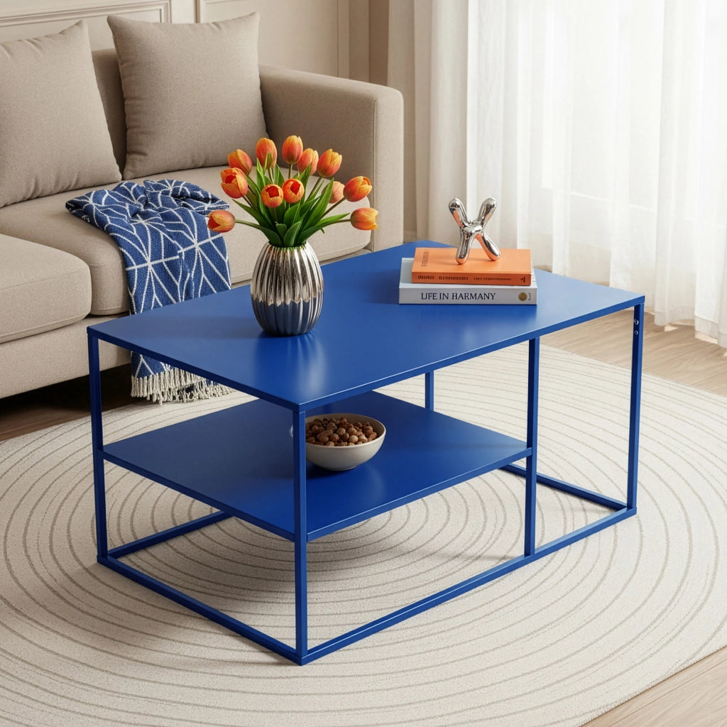 Tavolino da Salotto 'Solund' Metallo - Blu Scuro [en.casa]