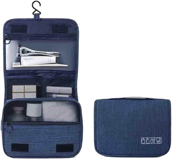 Toilettes da appendere, toilettes pieghevoli, borsa cosmetica, toilettes da viaggio pieghevoli con maniglia, per uomini e donne, blu marino, borse da toilette