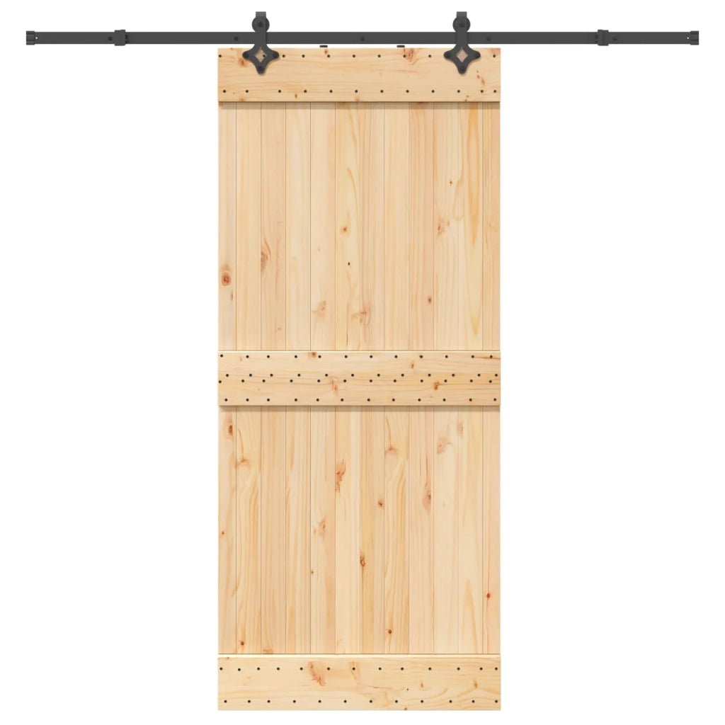 Porta scorrevole NARVIK Naturale e Nero 90 x 210 cm (213,5 cm)