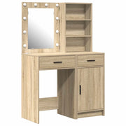 Set da Toeletta | Tavolo da Trucco con LED con porta 2 pz Rovere Sonoma