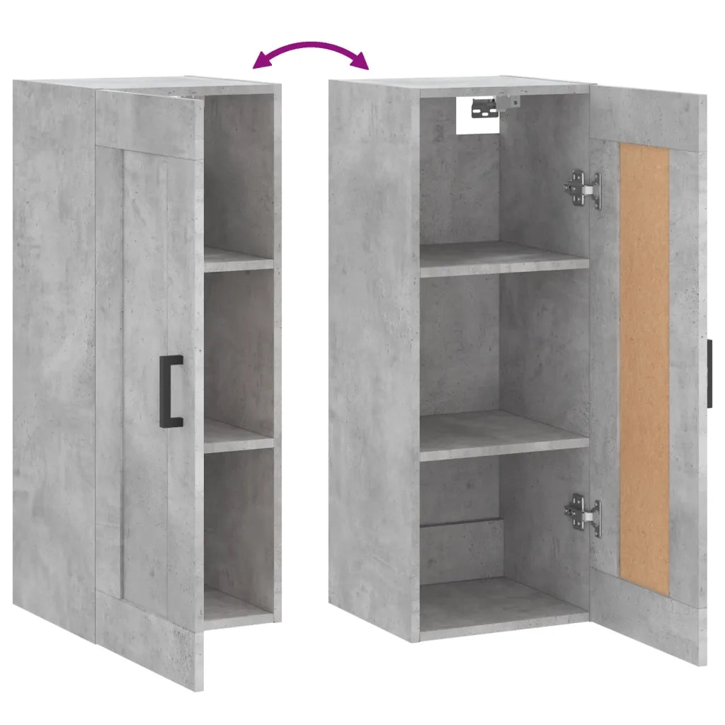 Armadietto a Muro | Mobile a Parete Grigio Cemento 34,5x34x90 cm Legno Multistrato
