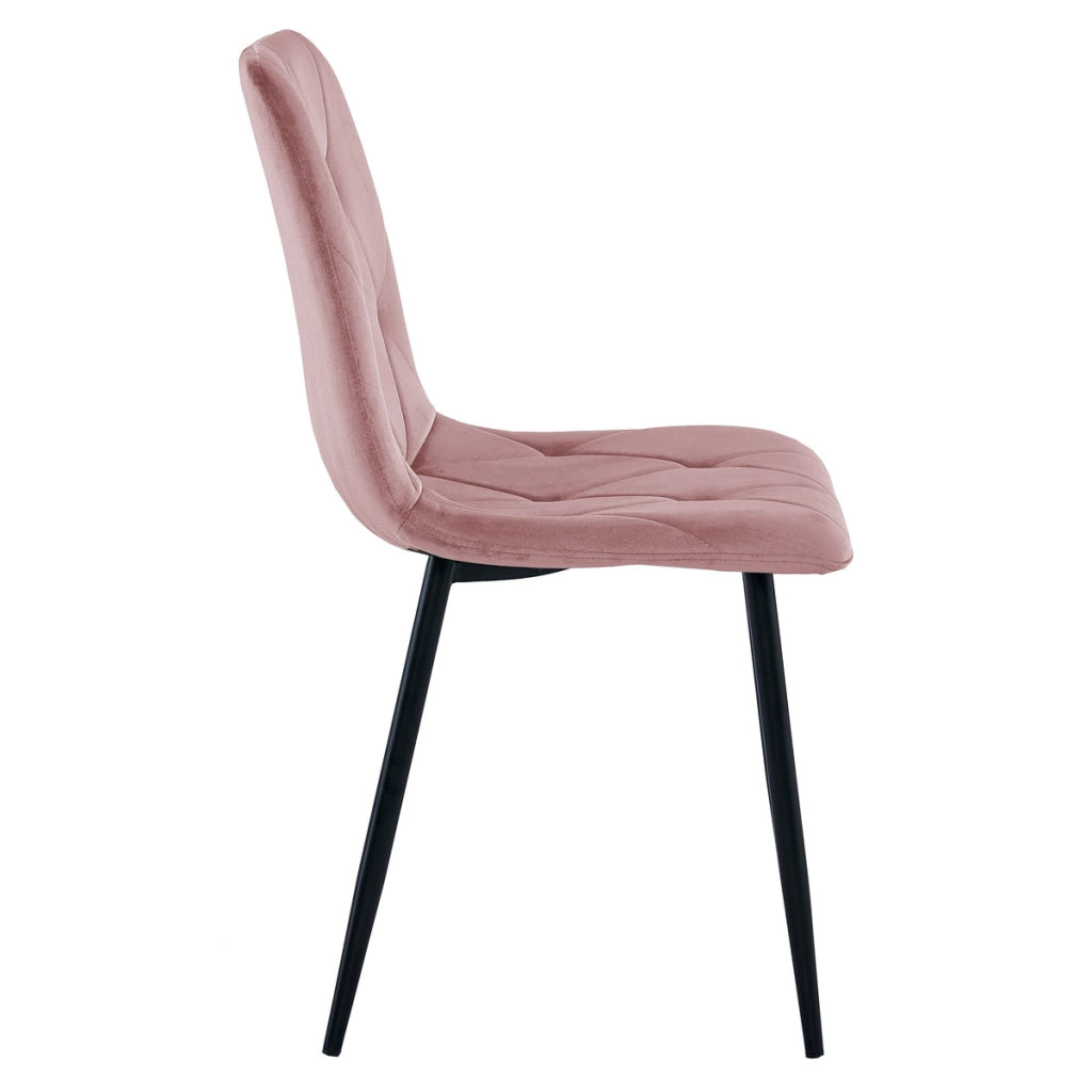 Set di 2 sedie Libra in velluto rosa antico e metallo nero