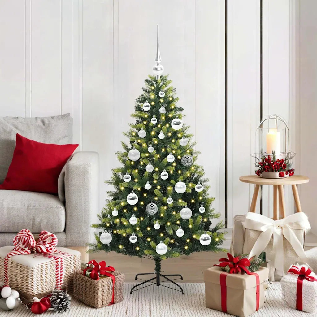 Albero di Natale Artificiale Pieghevole 150 LED Verde 120 cm