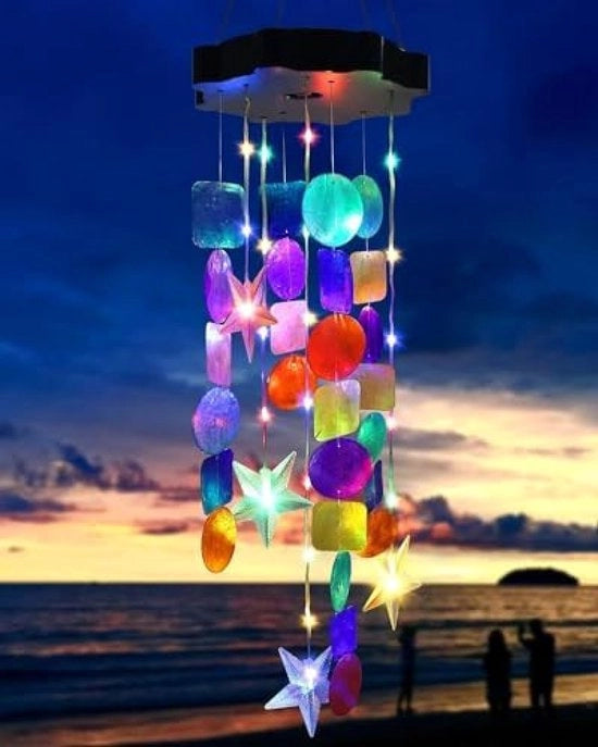 Decorazione Esterna con 21 LED, Disegno Conchiglie e Stelle, Impermeabile e Efficente in Energie per Esterni, Balcone, Terrazzo o Giardino - Versione Colorata