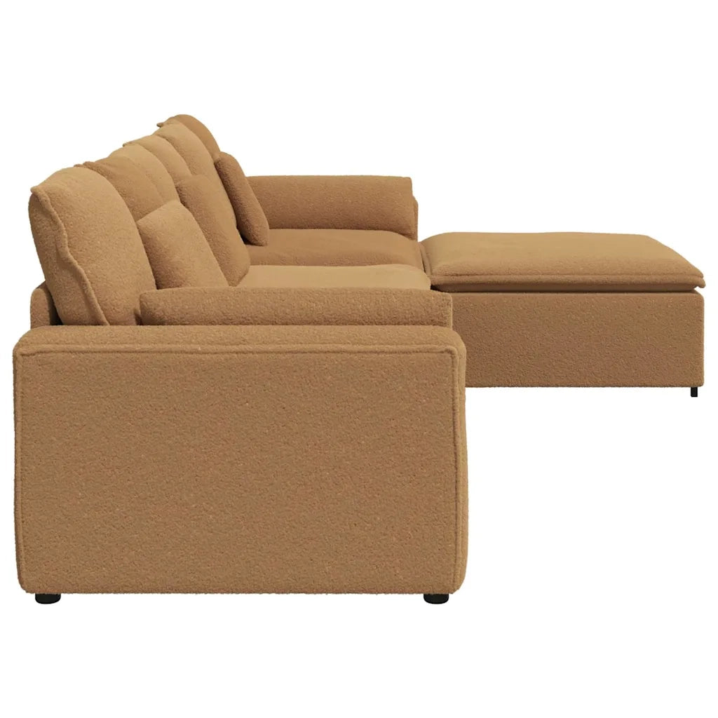 Divano Modulare con Poggiapiedi e Cuscini Beige 3321086