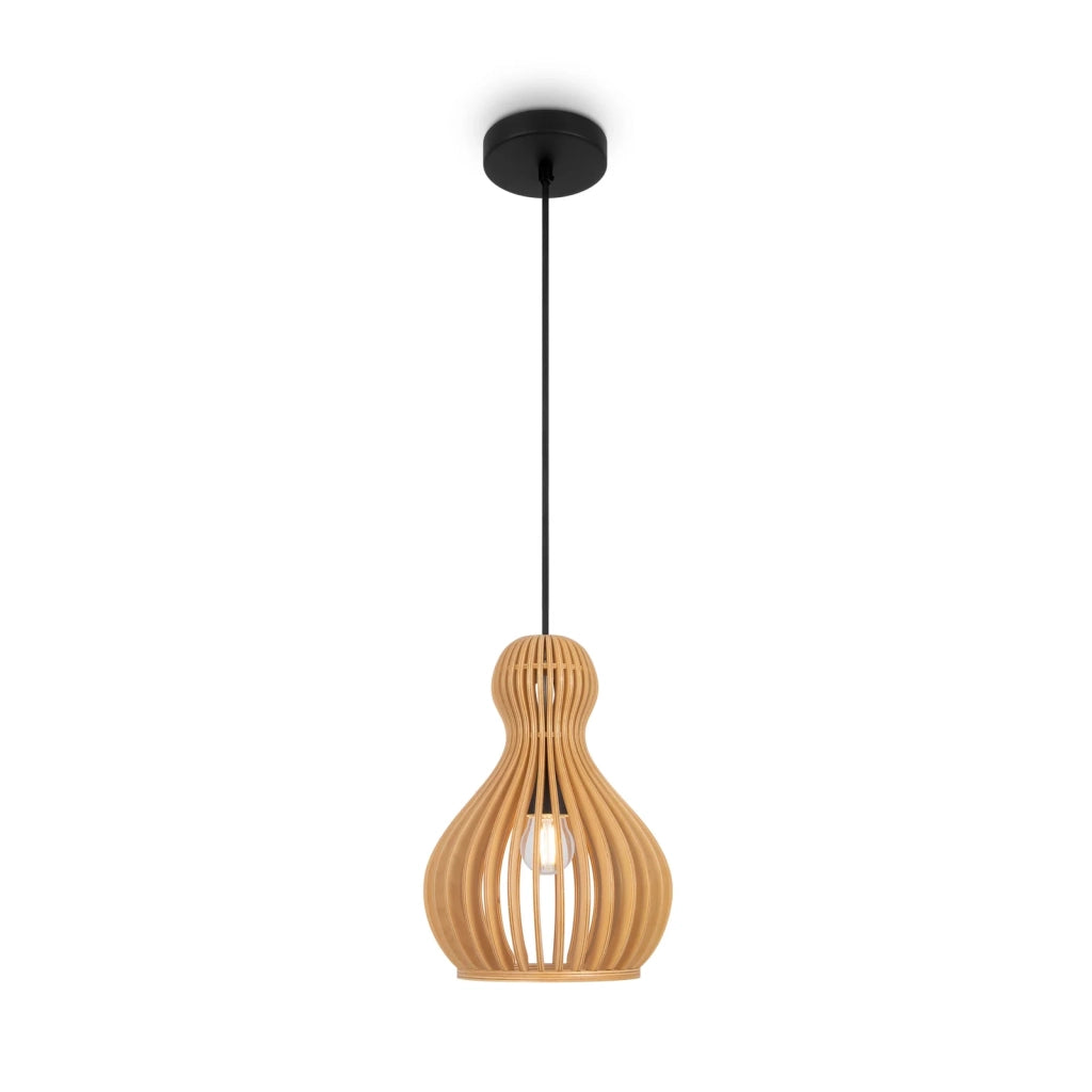 Maytoni Lampadario moderno Roots 1 luce E27 nero metallo legno