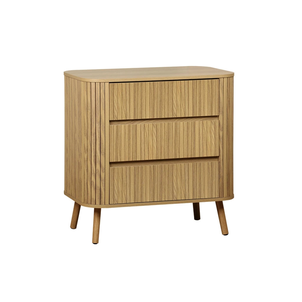 Cassettiera decorata con righe 3 cassetti, marrone naturale
