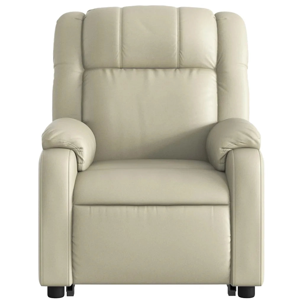Divano Sedia-Poltrona Alzapersona Reclinabile Massaggio Crema Similpelle 304712