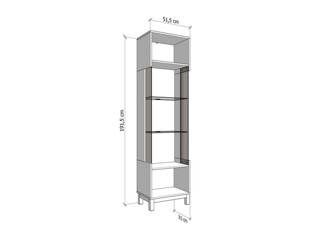 Mobile Espositore Usseaux, Vetrina 4 Ripiani, 51.5x35x191.5h cm Marrone