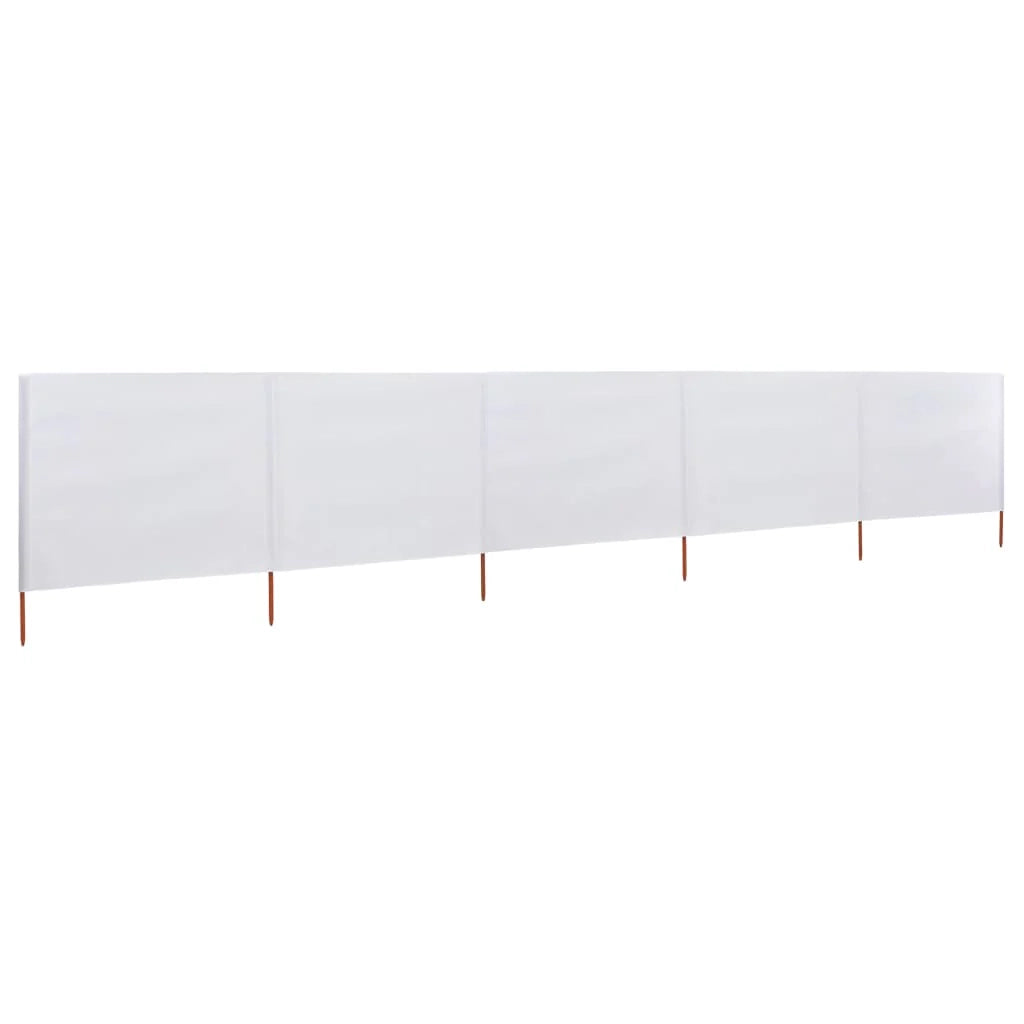 Paravento in tessuto a 5 pannelli 600 x 80 cm bianco sabbia 02_0008831