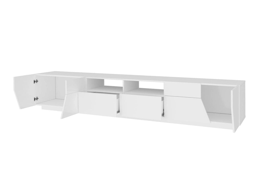 Mobile TV 4 Ante 2 Cassetti 260x43x46 cm Alien Bianco Lucido