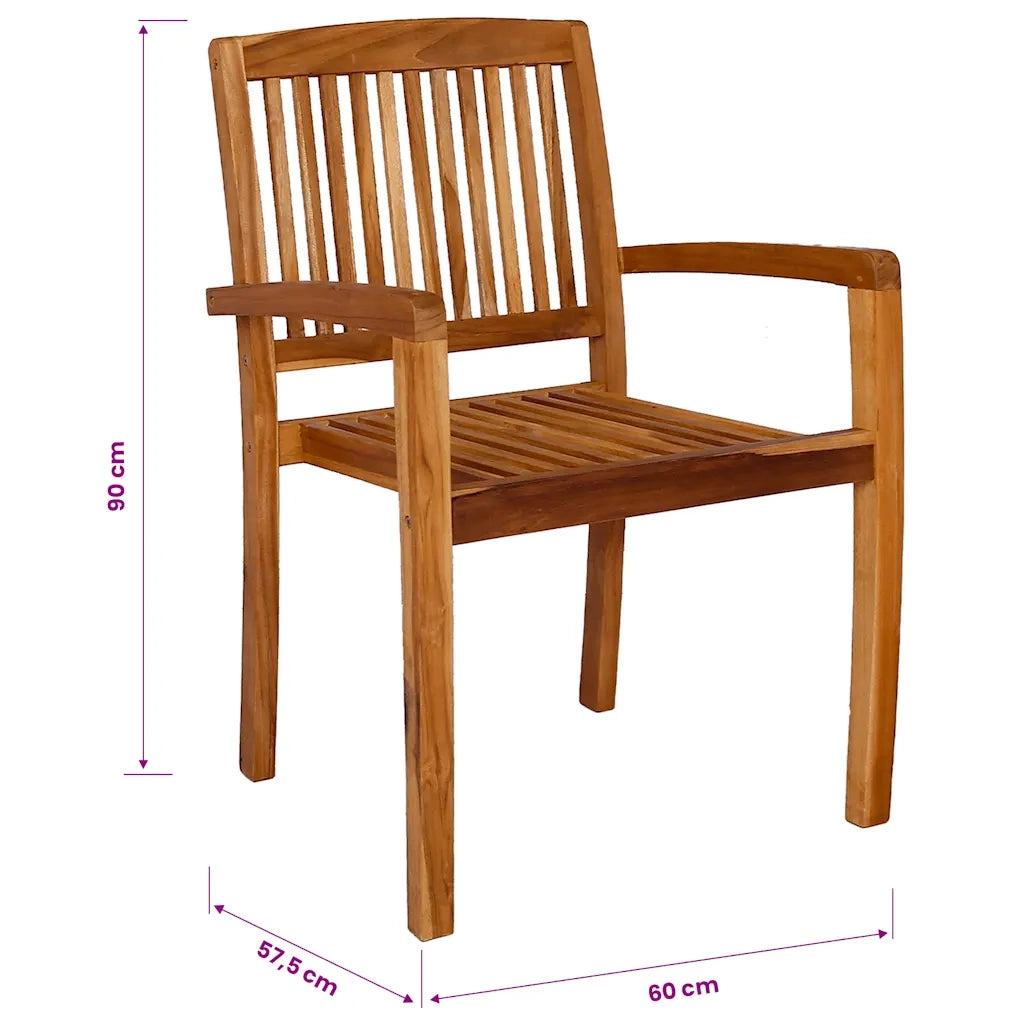 Sedie da Giardino Impilabili 2 pz in Legno Massello di Teak 49387