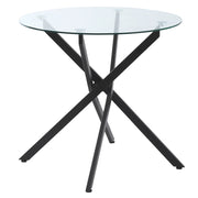 Tavolo da pranzo - rotondo in vetro - 80x80x75 cm - struttura in metallo - nero - moderno ed elegante