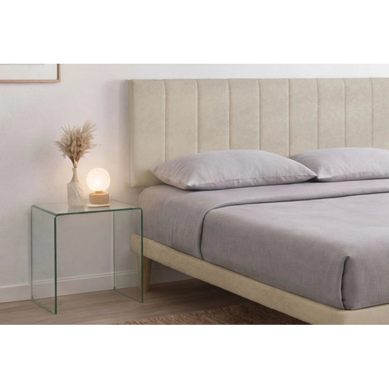 Letto imbottito Letto Matrimoniale alla Francese 140x200 cm Vertical - Con rete,Microfibra,Sabbia