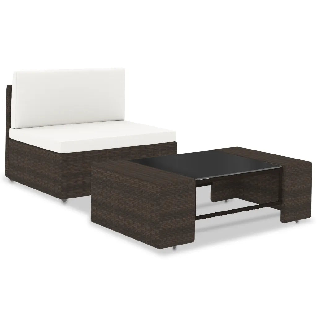 Set Divani da Giardino 2 pz in Polyrattan Marrone cod mxl 63748