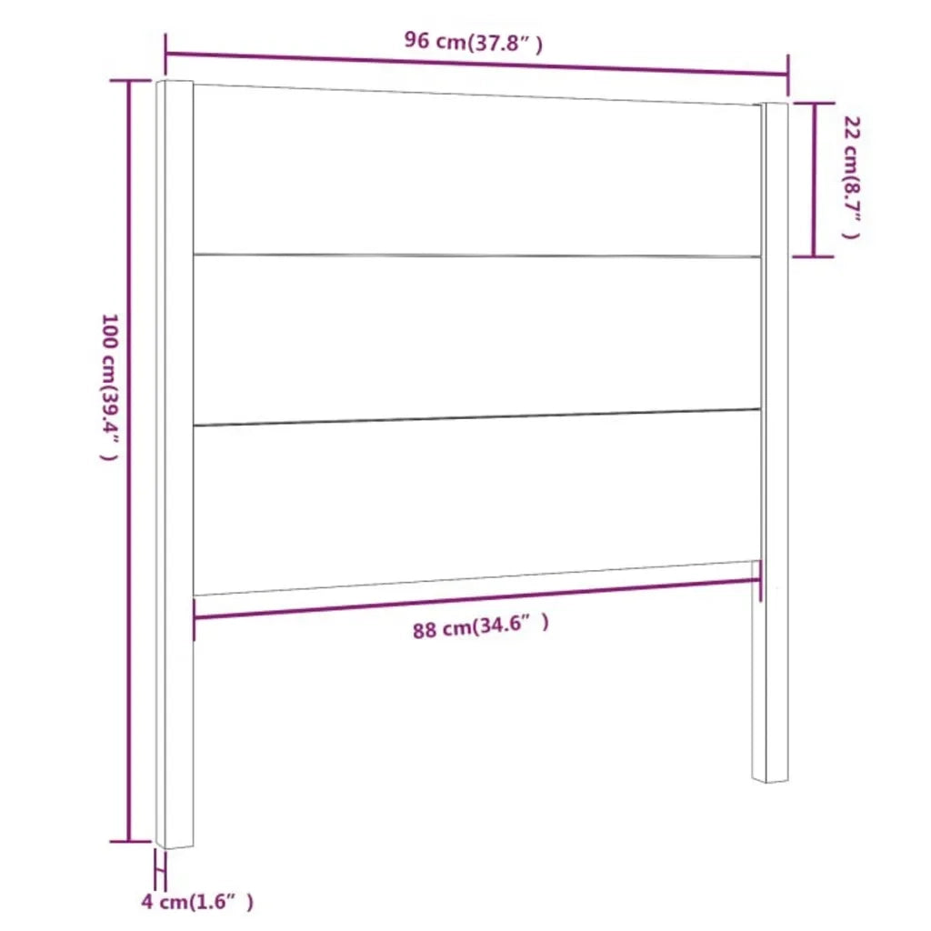 Testiera per Letto Nera 96x4x100 cm in Legno Massello di Pino 818704