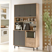 Madia Pianella, Credenza 4 Ripiani, 120x36x205h cm Nero Antracite