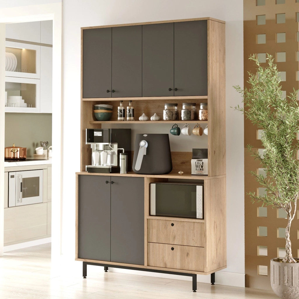 Madia Pianella, Credenza 4 Ripiani, 120x36x205h cm Nero Antracite