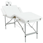 Lettino Massaggio Pieghevole Bianco Crema 4 Zone con Telaio Alluminio cod mxl 13788