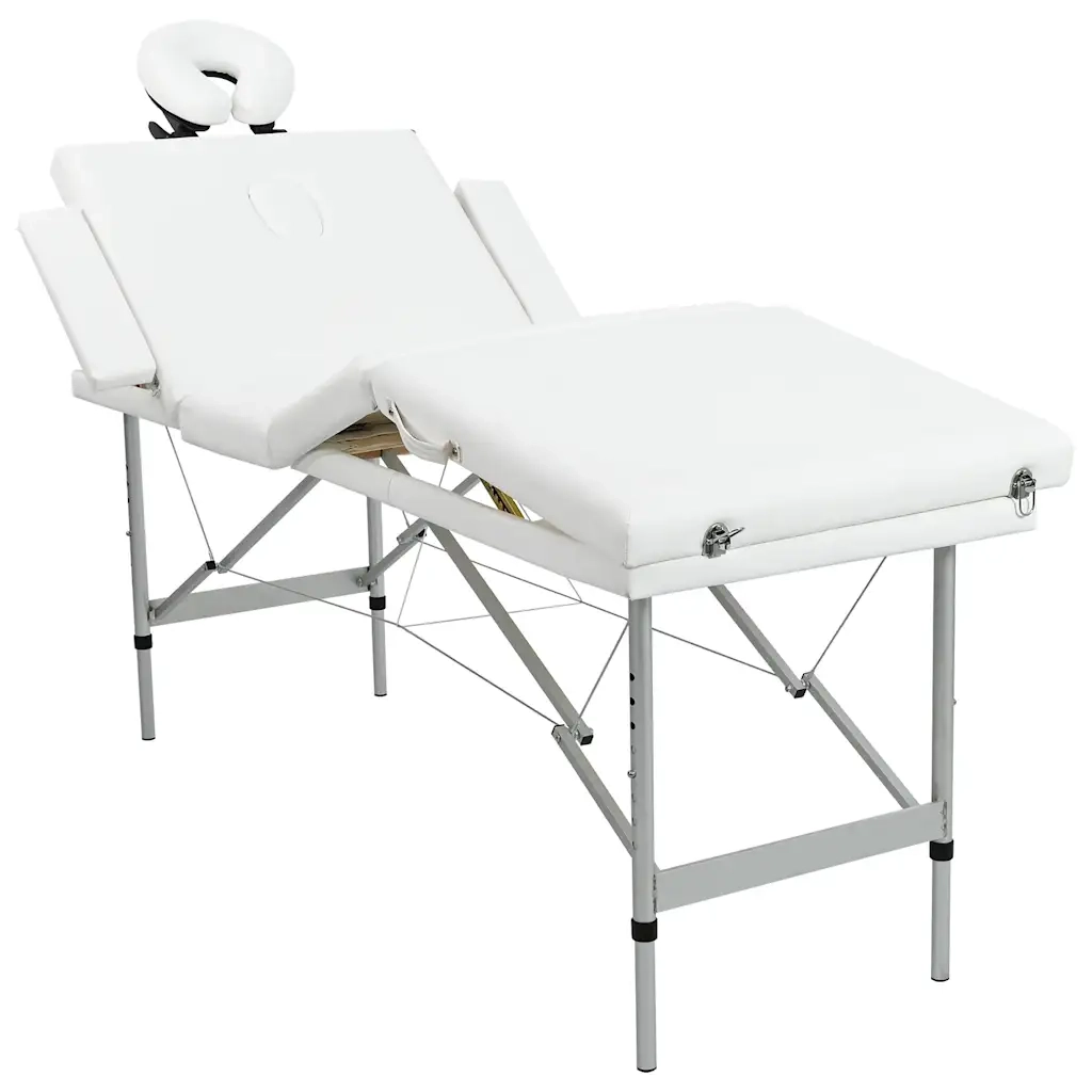 Lettino Massaggio Pieghevole Bianco Crema 4 Zone con Telaio Alluminio cod mxl 13788
