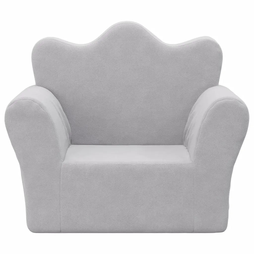 vidaXL Divano per Bambini Grigio Chiaro in Morbido Peluche