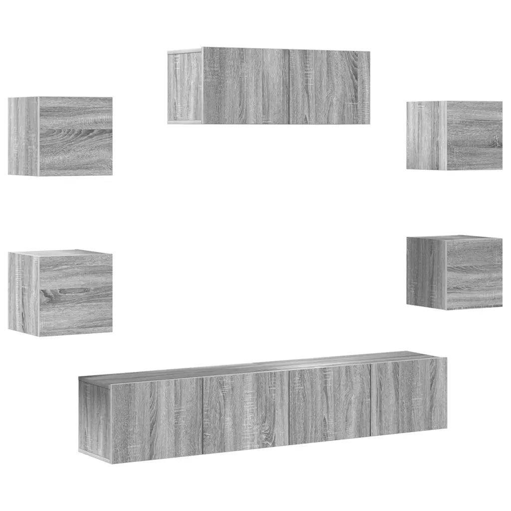 Set di Mobili Porta TV 7 pz Grigio Sonoma in Legno Multistrato cod mxl 20234