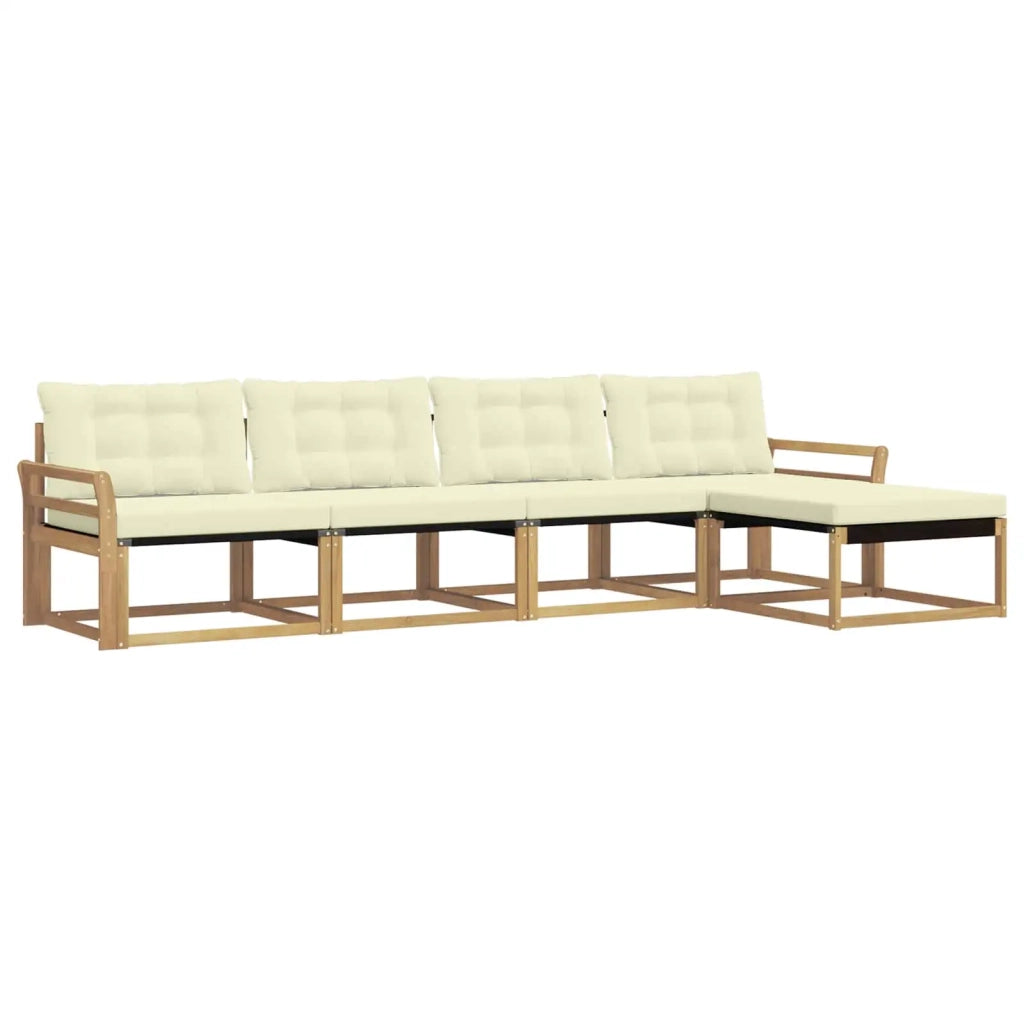 Set di divani da esterno 5 pz Bianco e Crema 3388588